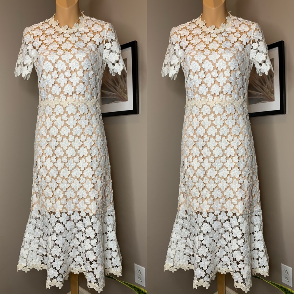 BHLDN Ivory Lace Midi Wedding Dress - Picture 6 of 9